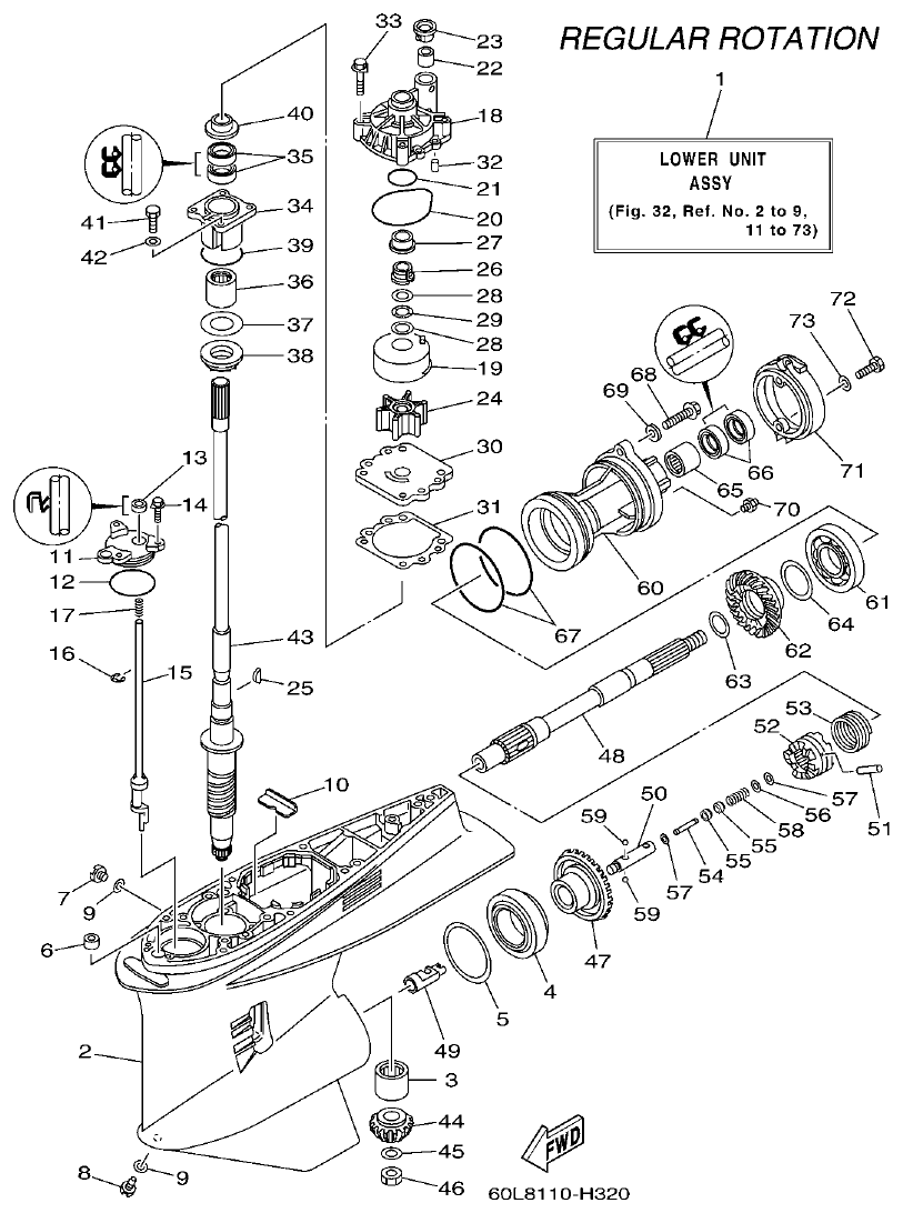 Yamaha F200BET, FL200BET LOWER CASING & DRIVE 1 parts diagram